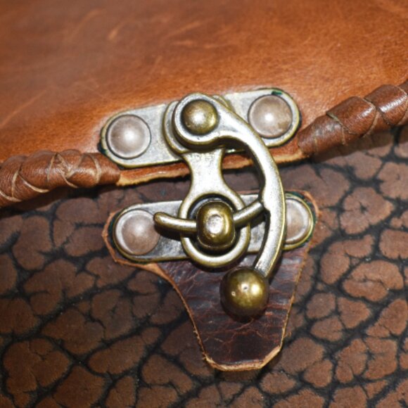 Artisan Designed Handcrafted Brown Blue Multi Style Leather Shoulder Bag - Picture 12 of 13